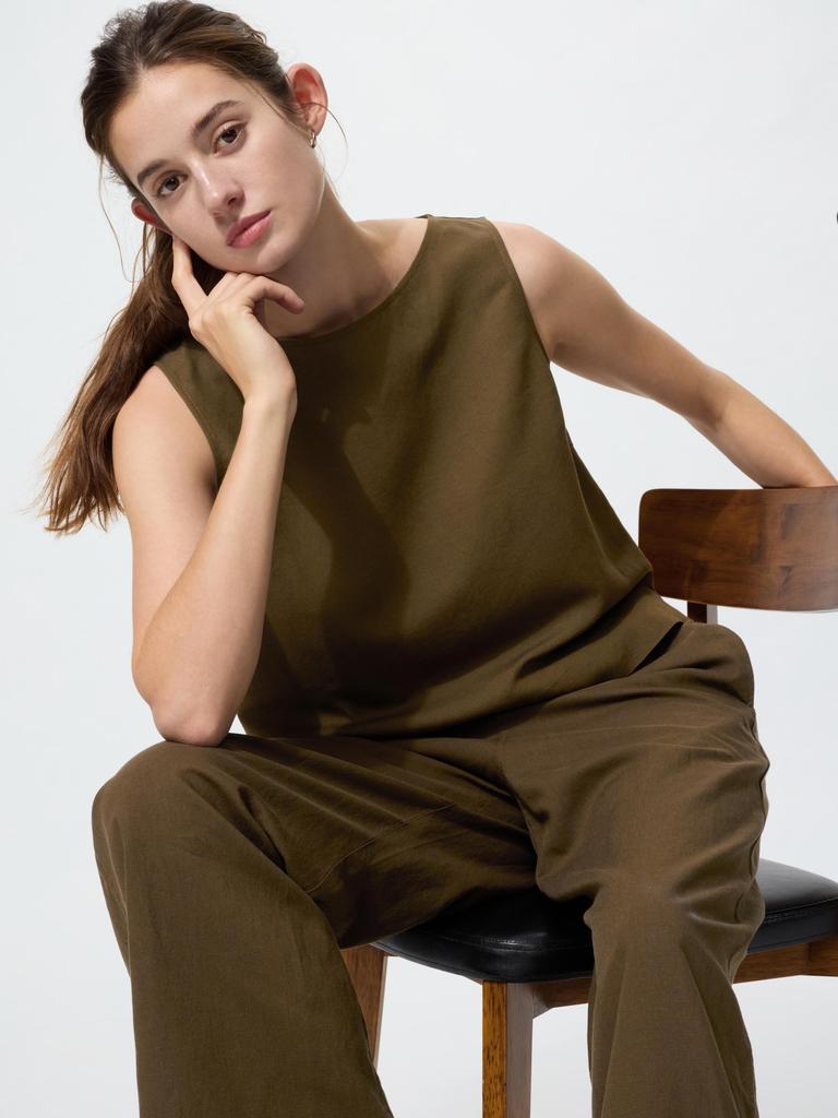 Uniqlo Japan Linen Blend Blouse Sleeveless