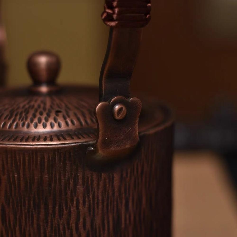 Handcrafted Boiling Kettle Copper Handheld Retro 1 L Water Kettle Thickened Handle Home Use Water Offering Kettle Butter Tea Pot