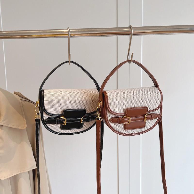 Vintage Saddle Bag For Women Pu Leather Crossbody Handbag With Stitching For Daily Use
