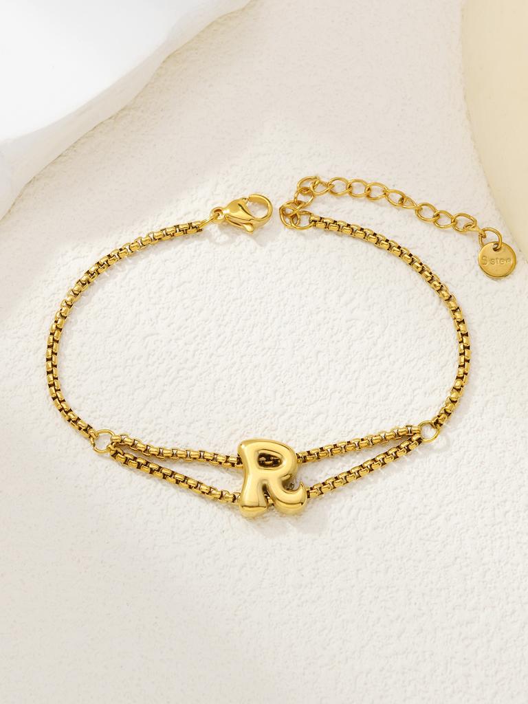 New stainless steel wholesale 26 English letters double-layer ring gold-plated bracelet