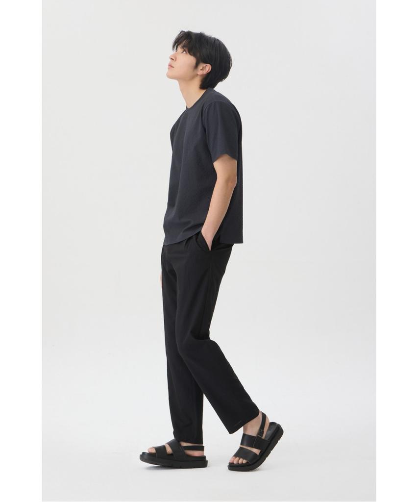 Brenwood [Very Comfortable] Seersack Round Neck T-Shirt Brtam26951Gyx