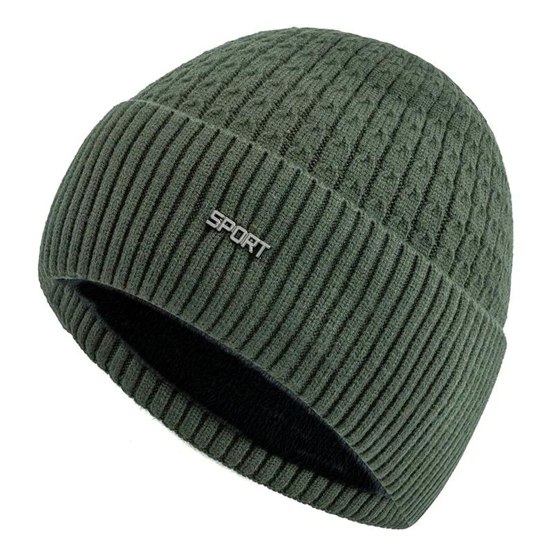 

Новая унисекс зимняя шапка с плюшевой меховой подкладкой, теплая шапка-денди, стильные мягкие шапки-бини для мужчин и женщин, утолщенная вязаная шапка для лыжного спорта 55cm-60cm армия зеленый