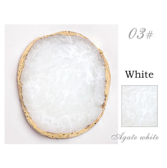 Resin Stone Transparent Color Nail Art Palette Mirror Glass Pallet Tool Blending Pigment Nail Tips