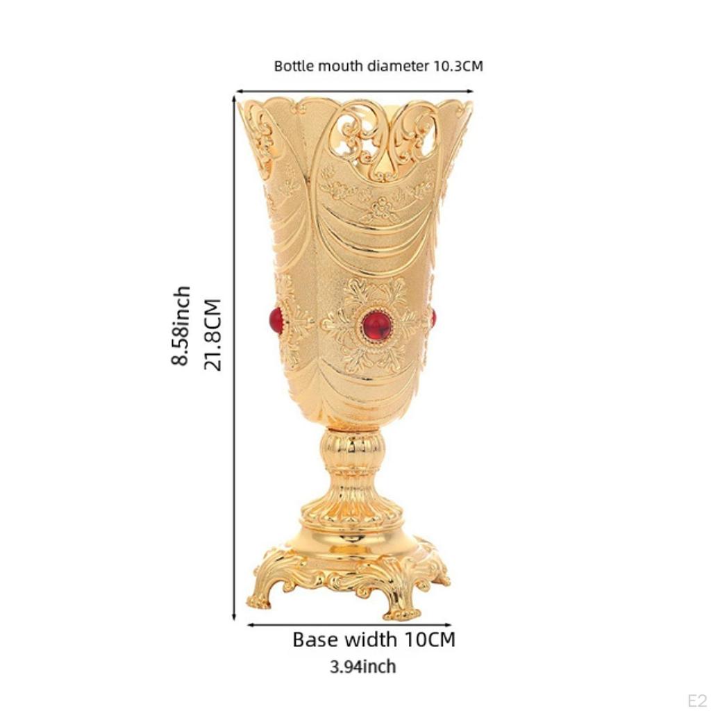 Golden Flower Vase Elegant Decorative Housewarming Gifts Pot Small for