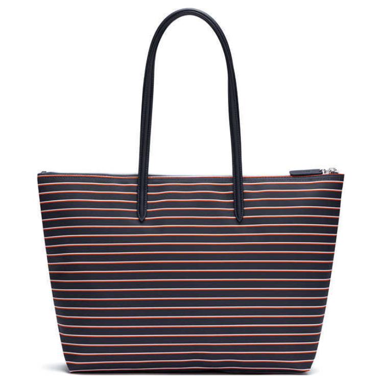 Lacoste Fashion Versatile Simple PVC Tote Shopping Bag Shoulder Bag Large Women tote bags Dark-Blue NF4939SJ-Q71