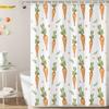 Easter Shower Curtain Set - Watercolor Carrot with Green Leaves & Orange Flowers,  Waterproof, Playful & Durable Bath Decor