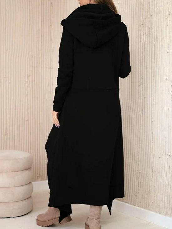 European-American 2025 Autumn/Winter Women's Hooded Zipper Sweatshirt Dress - Solid Color, Loose Fit, Versatile Fashion.