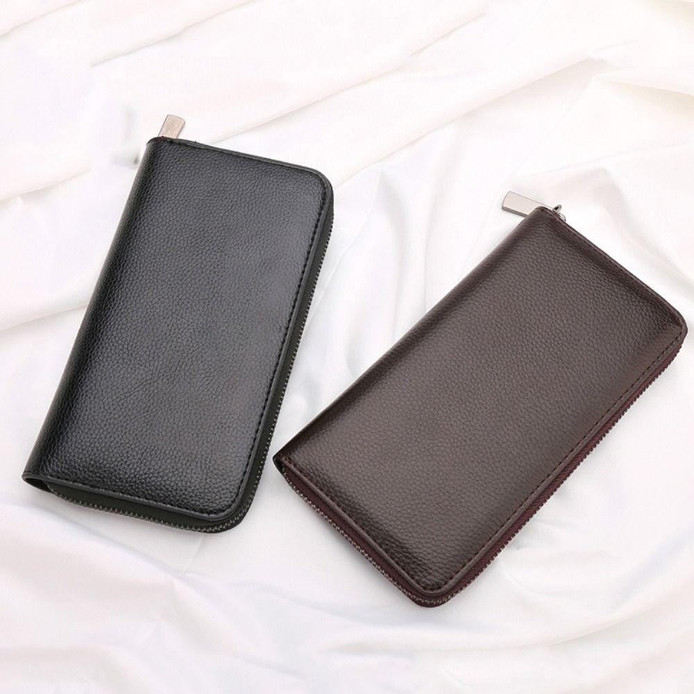 New Men's Wallet Short Frosted Leather Wallet Retro Zipper Vertical Wallet Luxury Multi-Card Wallet Phone Bag Coin Purse