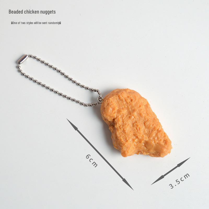 PVC Fake Food Keychain: Fried Chicken, Wings, Fries, Popcorn Chicken Pendant Model