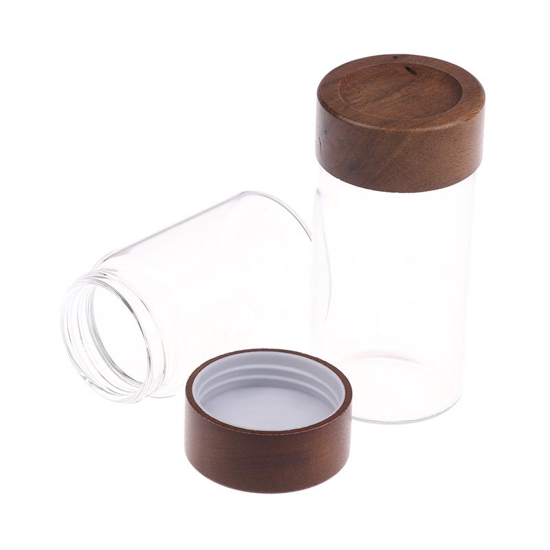 Mini Wood Lid Coffee Beans Storage Container Tube Kitchen Sealed Can Tea Spice Jars Single Dose Espresso Accessory Coffeware