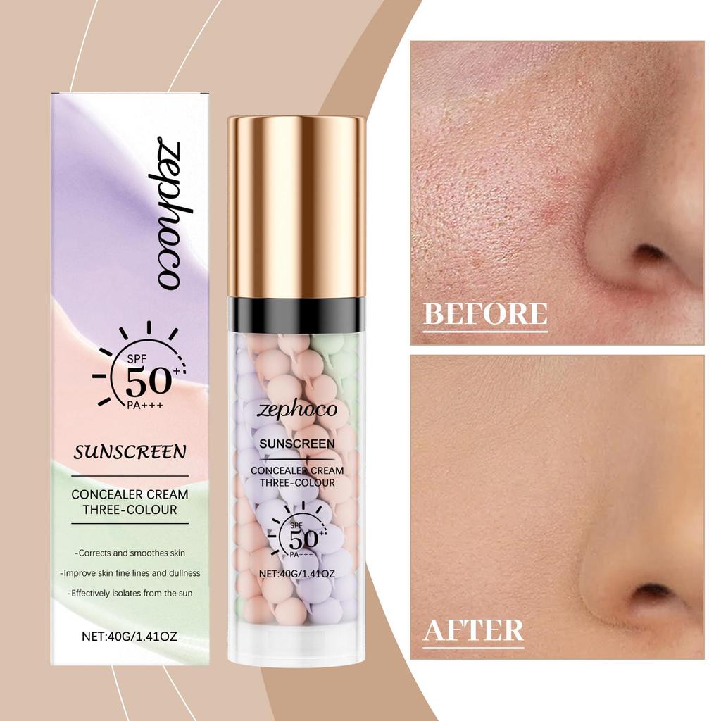 Face Makeup 3-color Primer Full Coverage Isolation Cream Facial Concealer Makeup Invisible Pores Oil Control Brighten Skin Color