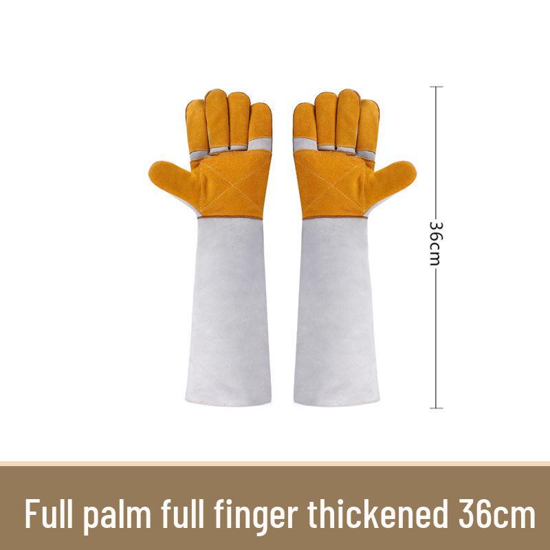 60cm przedłużone, odporne na ciepło, ognioodporne rękawice spawalnicze - dwuwarstwowe, odporne na zużycie, chroniące przed wysoką temperaturą