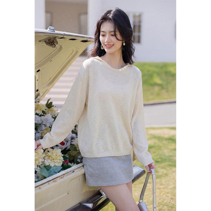 ITISF4 Korean Style Loose Fit Hooded Knit Long Sleeve Tee