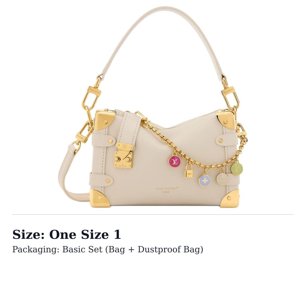 LOUIS VUITTON SIDE TRUNK Cow Leather Portable Crossbody Bag, Shoulder Bag Small Women's Beige M27438