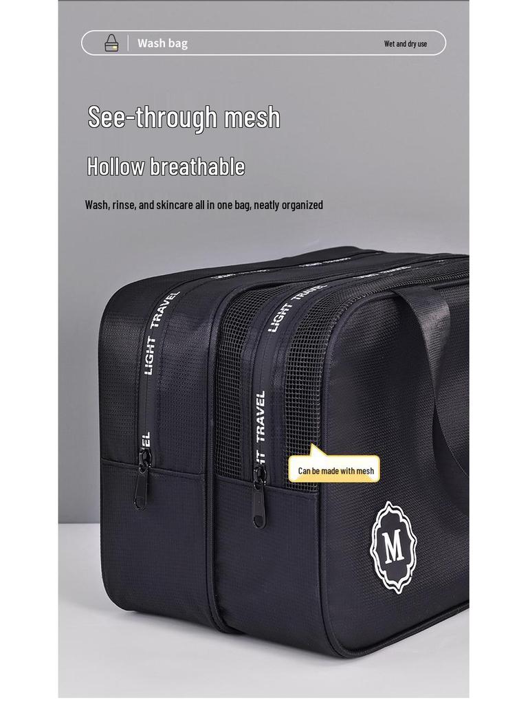 Men's Double-Layer Waterproof Toiletry Bag - Large Capacity Travel Organizer