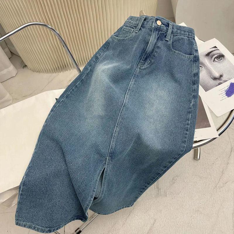 2024 Frühling Damen High-Waist Denim A-Linienrock