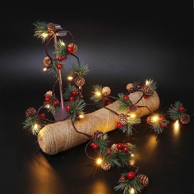 Christmas Led String Lights Pinecone Red Berries Garland Lamp For Xmas Party Bedroom Tree Table