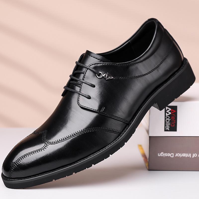 Fashion Spring Autumn New Designer Dress Shoes for Men Solid Color Lace Fashion Casual Shoes Male Business Formal Leather Shoe Man