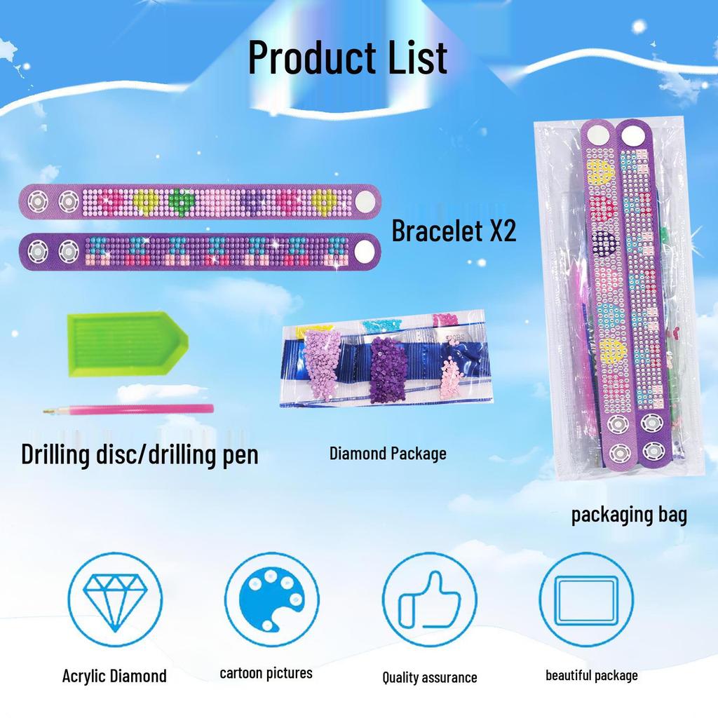 Set de 2 brățări pentru copii cu pictură diamantată EVA 5D DIY