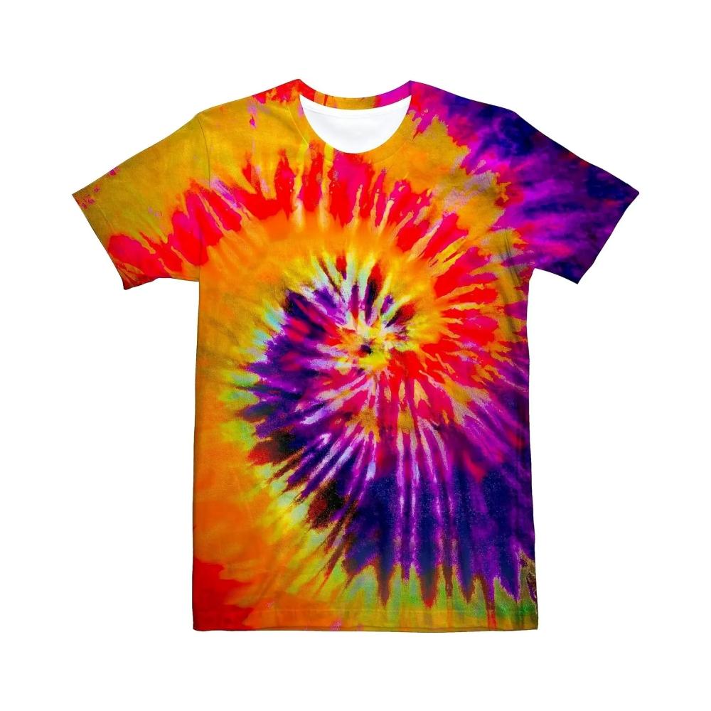 Children's T-shirt Rainbow Tie-Dye 3D Print Kids Clothes Short Sleeve T-Shirt Summer Children Top Round Neck Children's Clothing