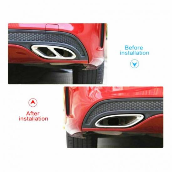 2pcs Exhaust Muffler Cover Trim For Mercedes Benz A B C E Class W205 2015-2016
