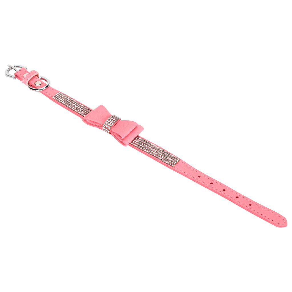 Adjustable Microfiber Double Bowknot Crystal Sparkle Rhinestone Cat Collar Pet Supply