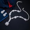 Braut Hochzeit Kleid Halskette Set Quadrat Zirkon Schmuck Halskette Ohrringe Zweiteiliges Set