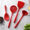 Silicone Non-stick Cookware Set: Stir-fry Spatula, Soup Ladle, Slotted Spoon, High-Temperature Long Handle.