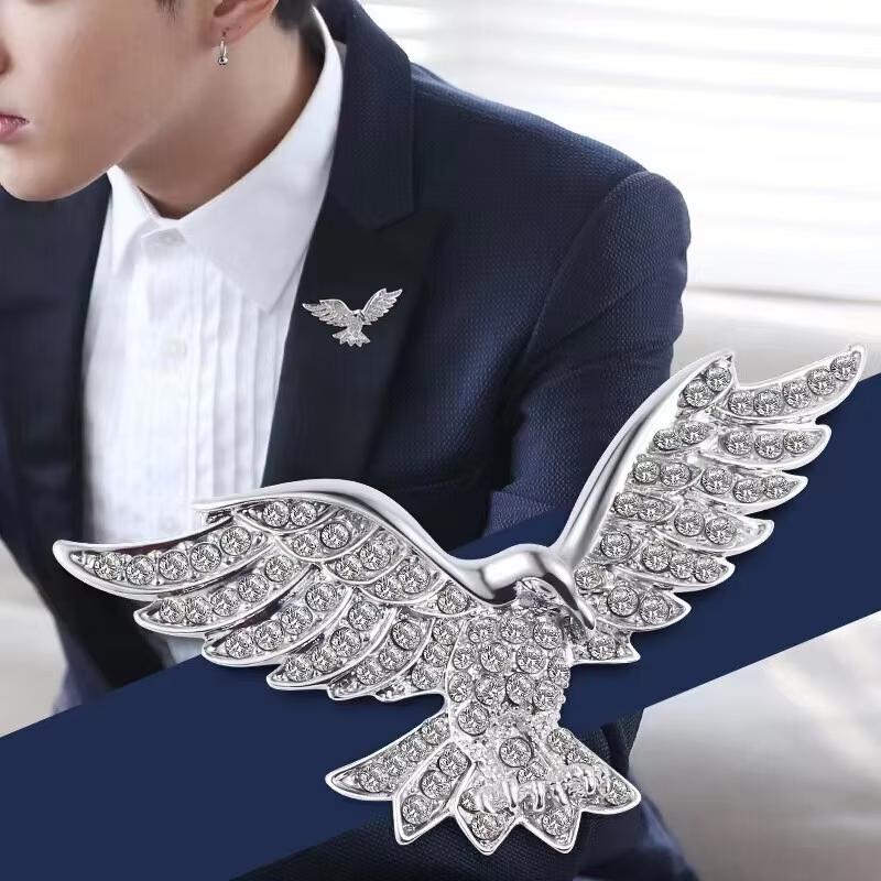 Eagle Brooch Pin Animal Design Suit Accessory Lapel Pin Safety Pin for Clothing Decoration and Anti-Slip Function