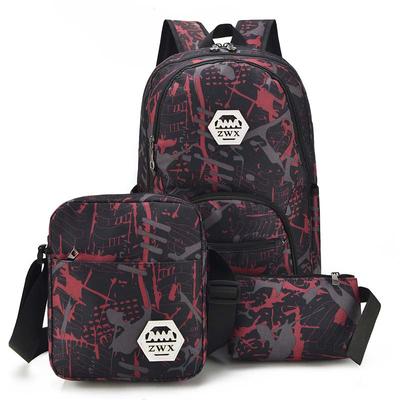 3pcs USB Male Backpack Bag Set Red and Blue High School Bag for Boys One Shoulder Big Student Book Bag Men School Backpack Women