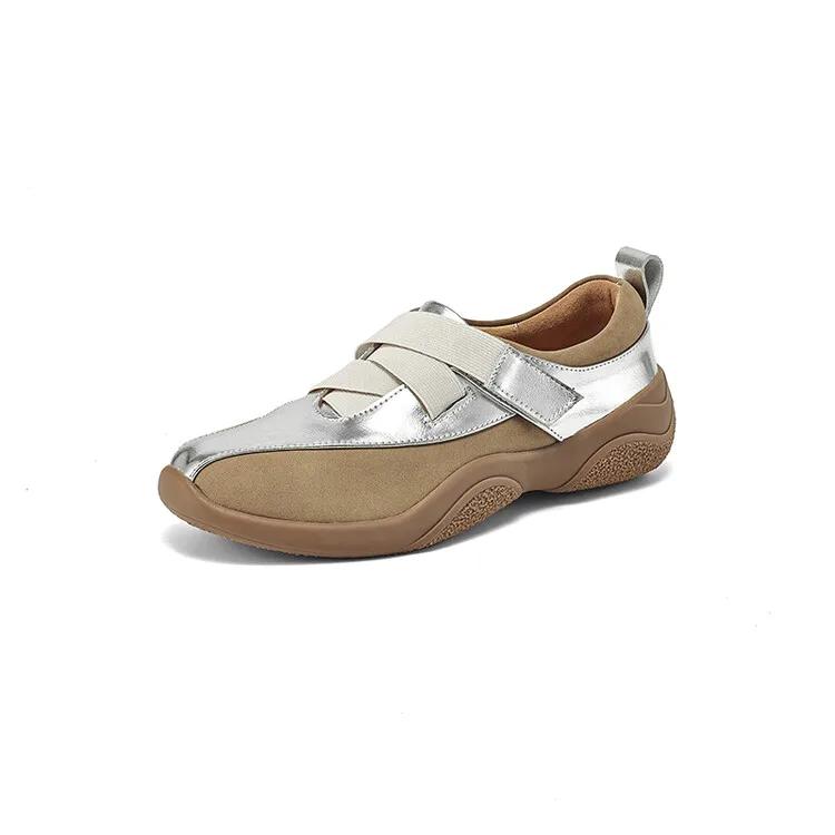 Fashion NEW Autumn Women Shoes Split Leather Shoes for Women Round Toe Thick Heel Shoes Mixed Colors Hook&loop Sneakers German Trainer