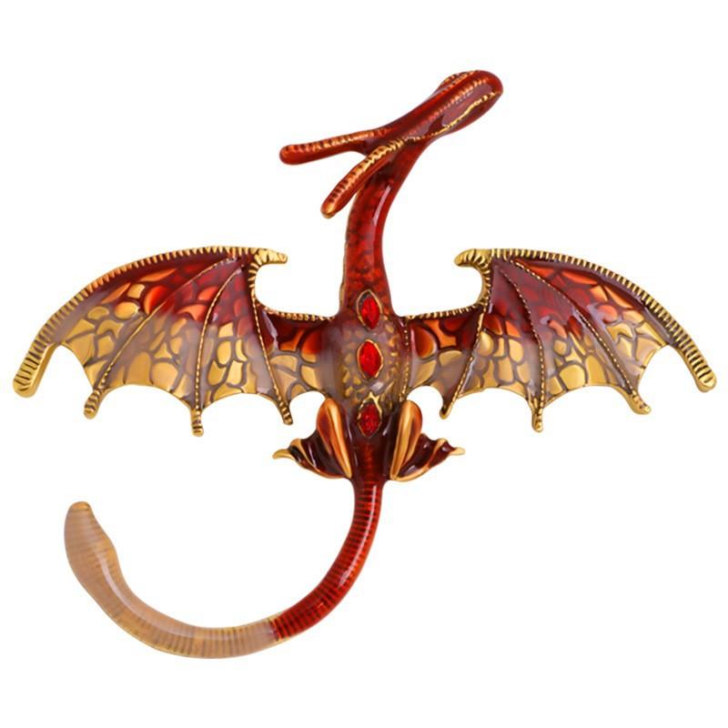 Retro Dripping Oil Cartoon Flying Dragon Shape Men's Accessories Jewelry Brooch