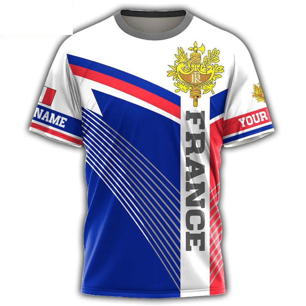 France Emblem Skull Graphic Custom Tees Summer Casual Streetwear Men's Fashion O-neck T-shirts Boys Oversized Short Sleeve Tops
