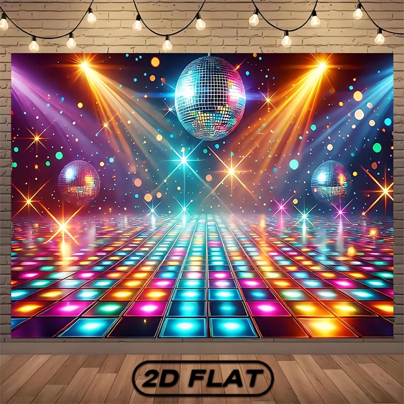 One disco party backdrop - neon disco balls, reflective floor, indoor/outdoor decoration, disco party theme decoration