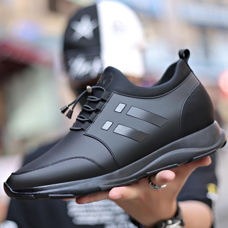Autumn breathable men's invisible inner height increase men's shoes 6cm sports and leisure shoes leather single shoes large size men's shoes 4748