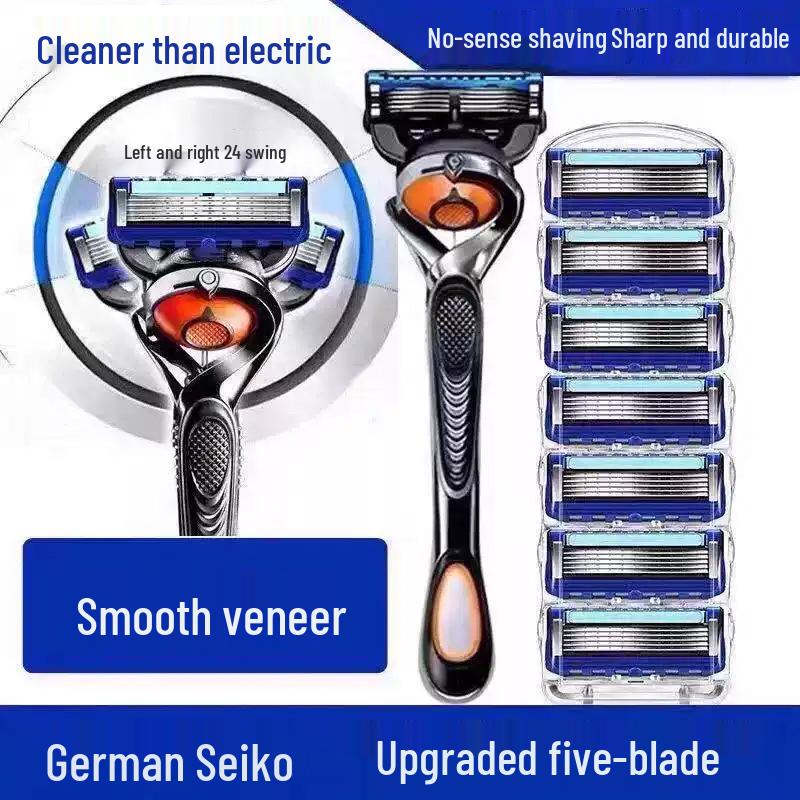 Men's Five-Layer Stainless Steel Razor with Anti-Scratch Head