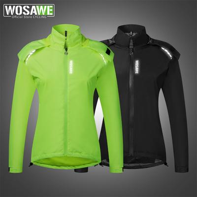 Wosawe Women's Four Seasons Reflective Waterproof Camping Mountain Biking Running Sports Light Raincoat Commuting Hiking Hooded Windbreaker Jacket