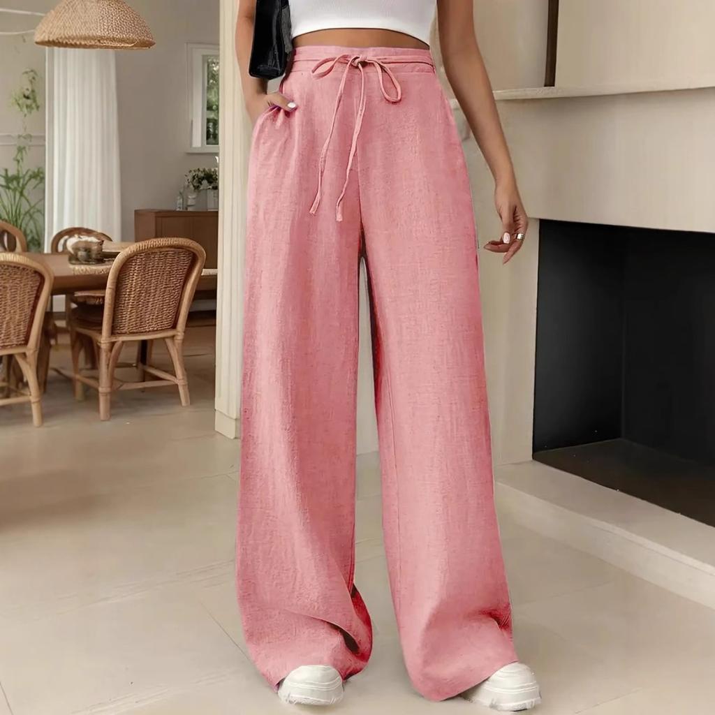 Damskie codzienne francuskie wygodne i modne spodnie z prostą nogawką i szeroką nogawką z kieszeniami dla kobiet