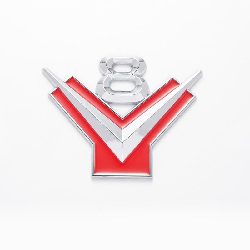 AABHC1 Car Styling Metal V8 Logo Car Fender Emblem Rear Trunk Badge Decor Sticker For Dodge Jeep Ford Chevrolet Lexus Jaguar Chrysler