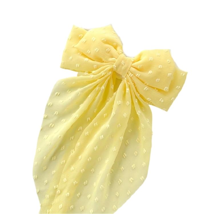 

Strong Spring Clip Large Ribbon Bowknot Hair Clip Secure Hair Hold Elegant Round Dot Design Hair Barrette Headdress жёлтый