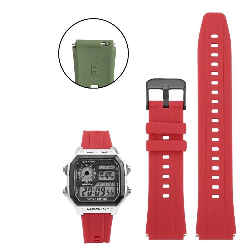 Silikonowe Paski do Zegarka Casio G-SHOCK 3299 AE1200 AE-1200 AE1300 SGW400 SGW-300 A158W A159W Sportowy Wodoodporny Pasek 18mm
