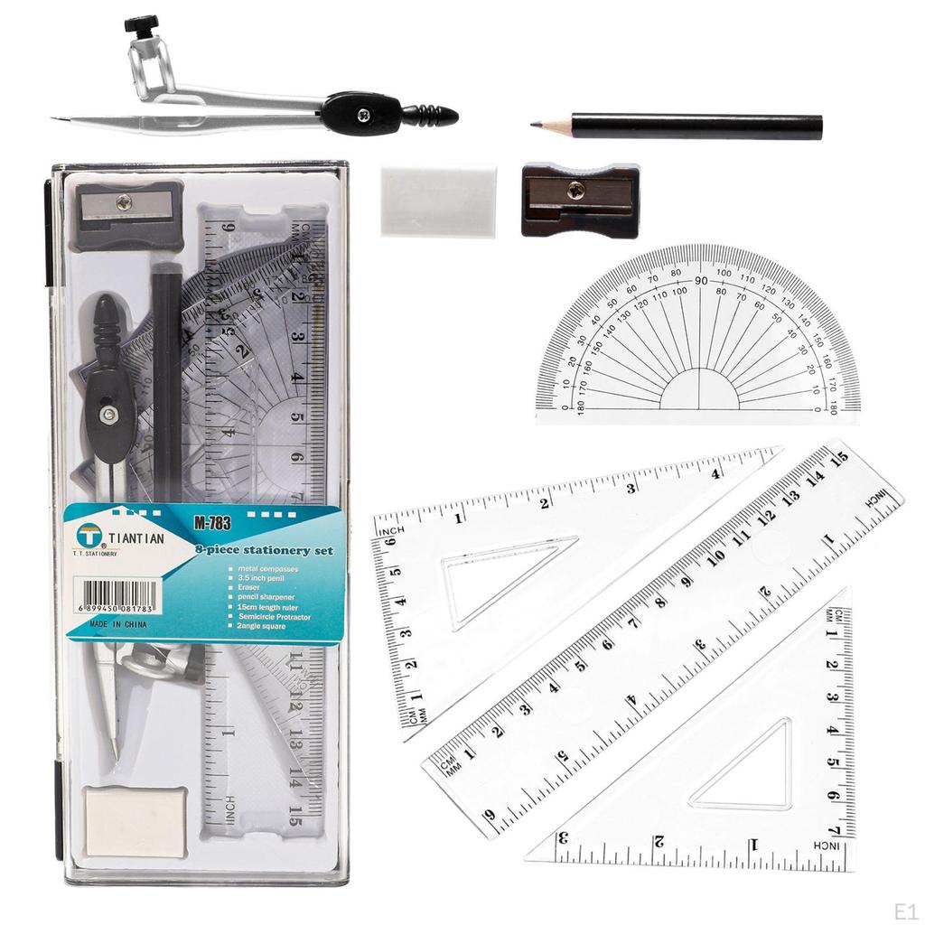 Mathe-Geometrie-Kit-Set Bleistift Schülerbedarf für Schule Klassenzimmer Zeichnen