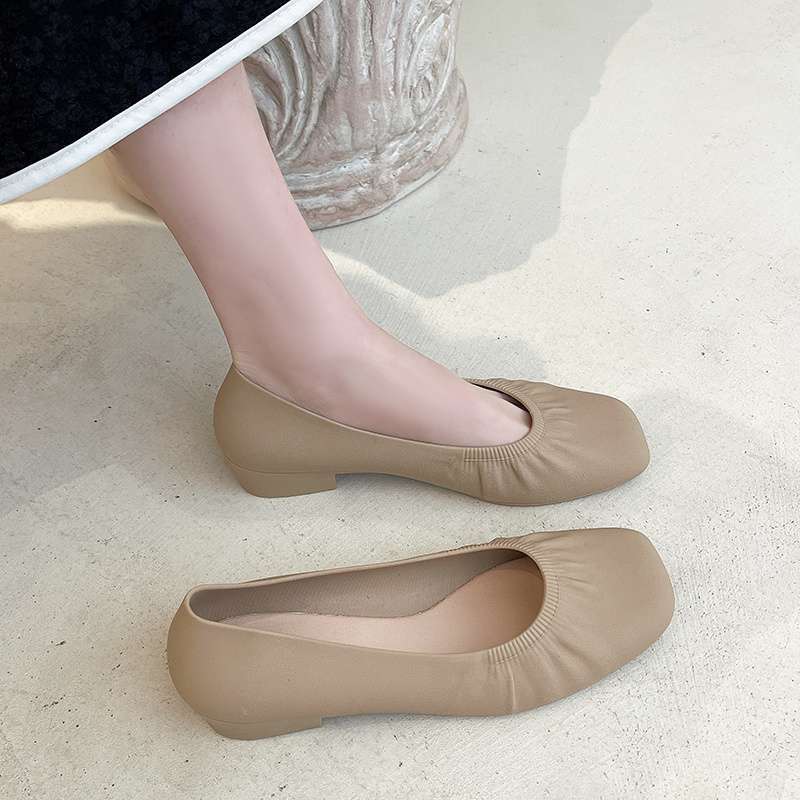 Buty przeciwdeszczowe damskie niskie wodoodporne buty płytkie usta ścięty obcas gruby obcas buty na cztery pory roku kuchenne antypoślizgowe buty gumowe kwadratowy nosek odsłonięty a