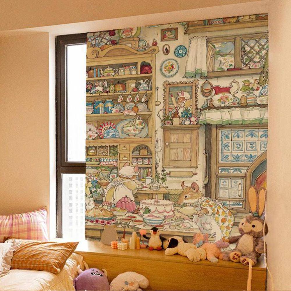 Brambly Hedge Cartoon Fairy Tale Wall Tapestry Cute Decorative Hanging Cloth for Dormitory And Bedroom 74x94cm(29x37in)