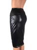 European Faux Leather High-Waisted Knee-Length Midi Skirt
