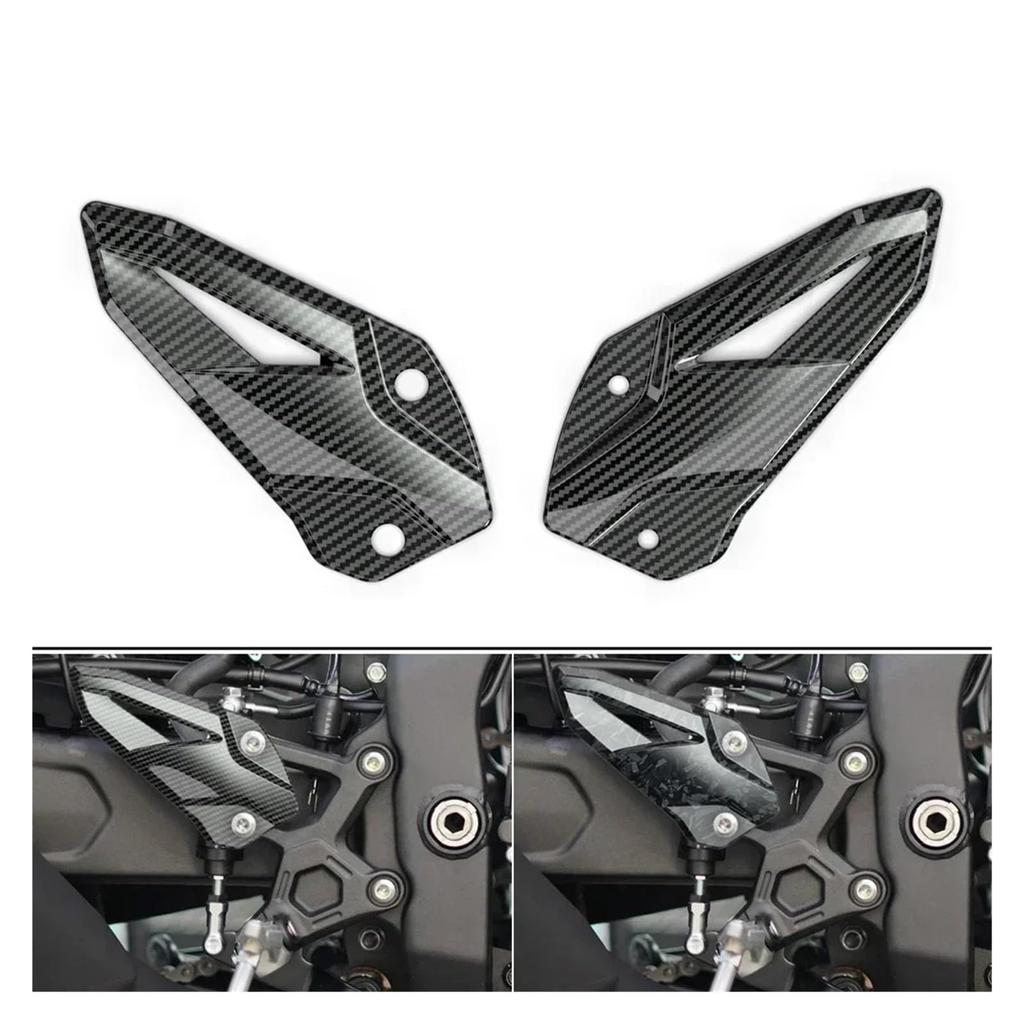 ETANNFMQ Kawasaki ZX-4R ZX-4RR ZX4R 2023-2024 Motorcycle Foot Pedal Heel Guard Plate Decorative Carbon Look (CF Forging Texture)