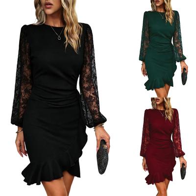 Women's Casual And Elegant Lace Bubble Sleeve Dress