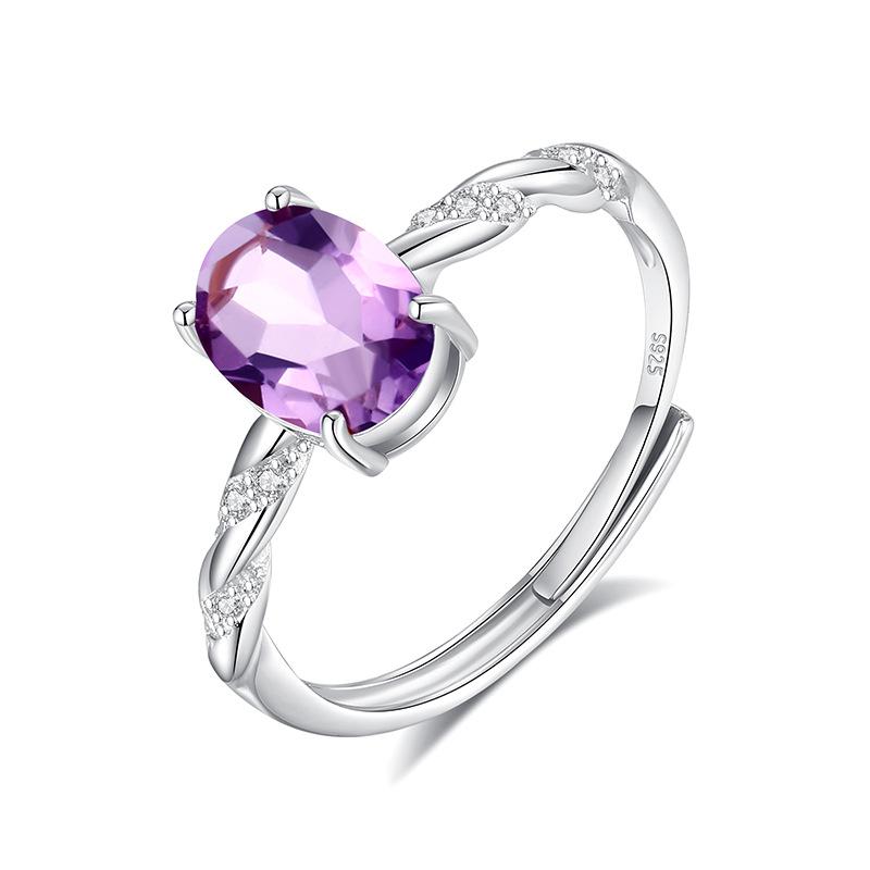 

S925 sterling silver natural stone ring female British style noble and elegant shining crystal jewelry elegant women s jewelry Live mouth