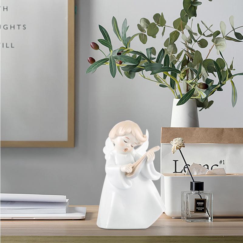 Nowa Europejska Aniołek Ceramiczna Lalka Figurka Muzyczna Stojak Ekspozycyjny do Przechowywania Pokój Salon Stół Ozdoby Domowe Dekoracja Ślubna Prezent