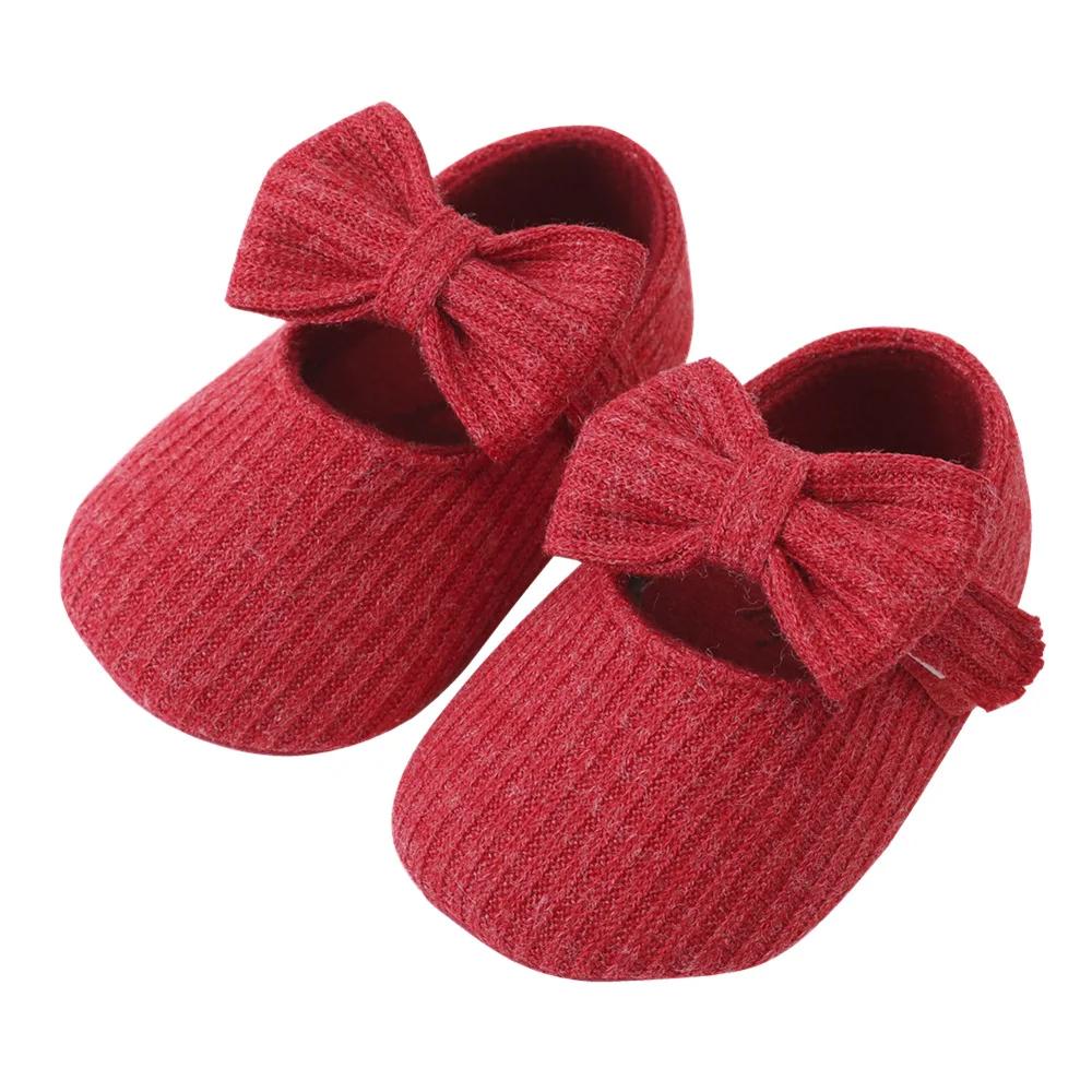 

0-1 Year Baby Girl Soft Sole Shoes Infant Toddler Knitted Cute Shoes Little Girl Bow First Walkers One Year Old Baby Girl Shoes 0-6 months